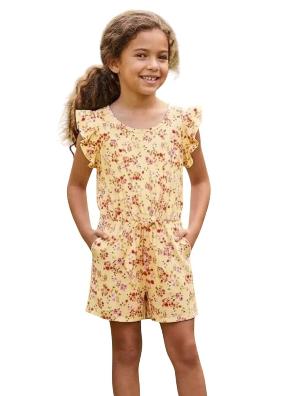 NEW Paper Doll One Piece Flutter Sleeve Ruffled Shorts Jumper Romper